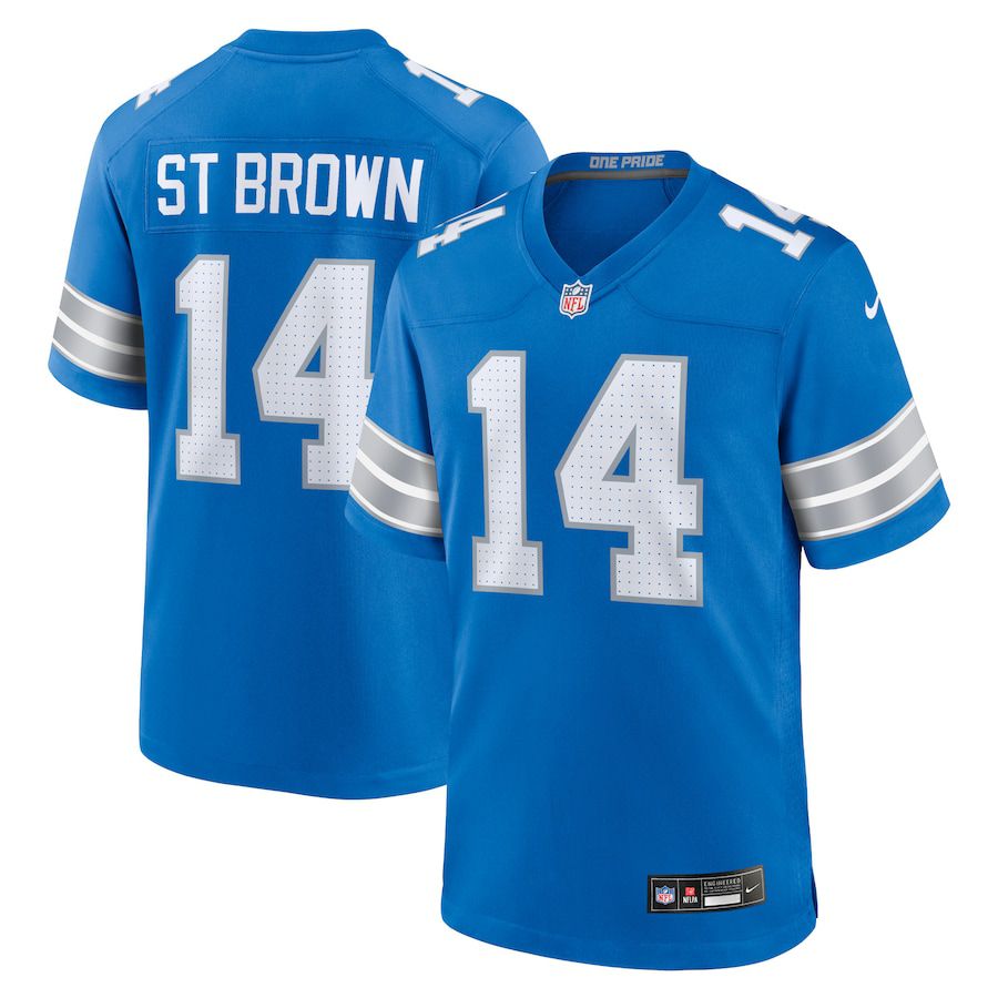 Men Detroit Lions #14 Amon-Ra St. Brown Nike Blue Game NFL Jersey